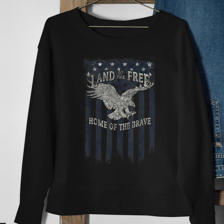 Land Of The Free Home Of The Brave Eagle Vertical Flag Sweatshirt Gifts for Old Women