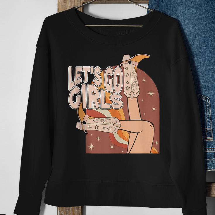 Lets Go Girls Cowgirl Boots Country Bachelorette Party Sweatshirt Gifts for Old Women