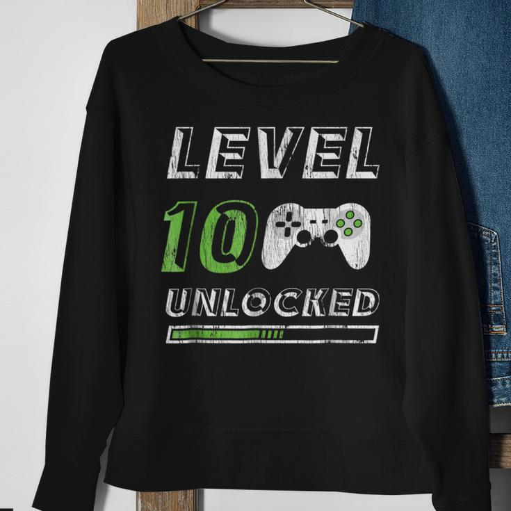 Level 10 Unlocked 10 Year Old Gamer Funny Birthday Sweatshirt Gifts for Old Women