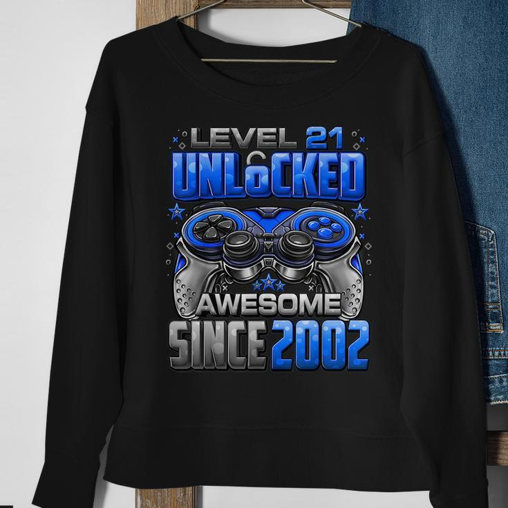 Level 21 Unlocked Awesome Since 2002 21St Birthday Gaming Sweatshirt Gifts for Old Women
