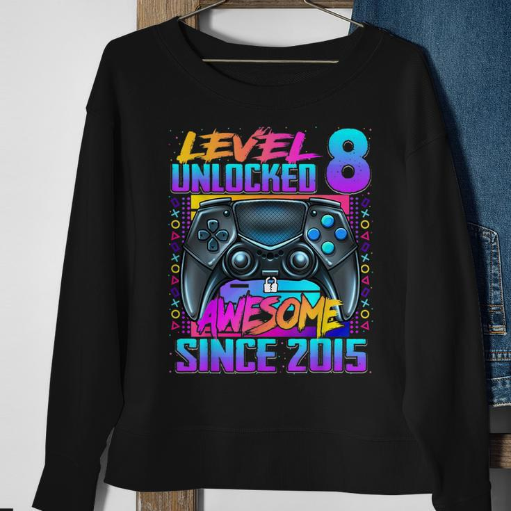 Level 8 Unlocked Awesome Since 2015 8Th Birthday Gaming Kids Sweatshirt Gifts for Old Women
