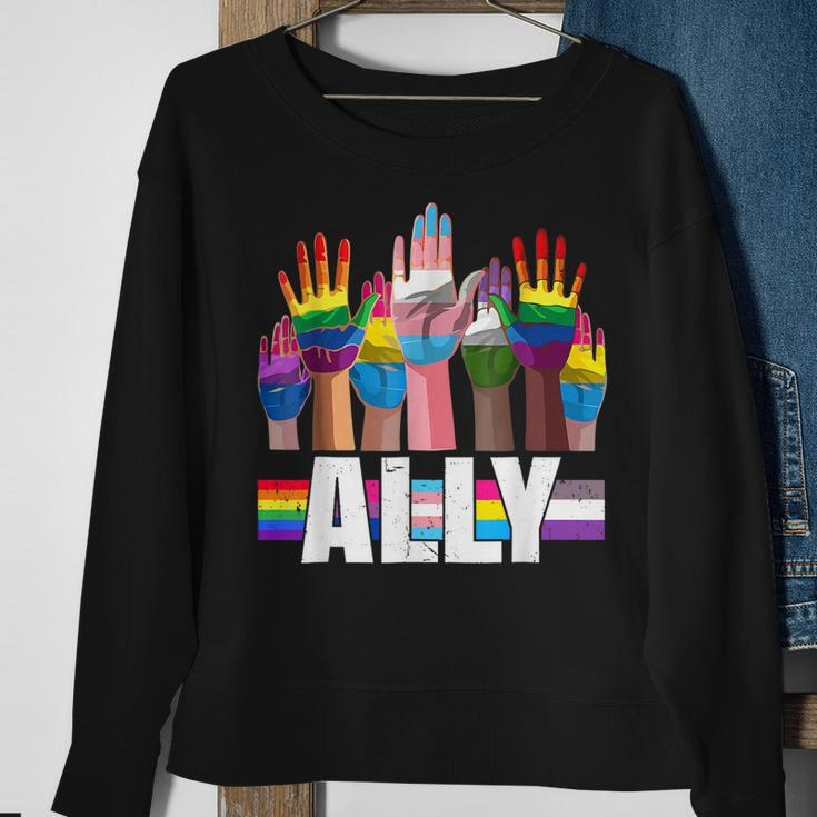 Lgbtq Ally For Gay Pride Month Transgender Flag Distressed Sweatshirt Gifts for Old Women