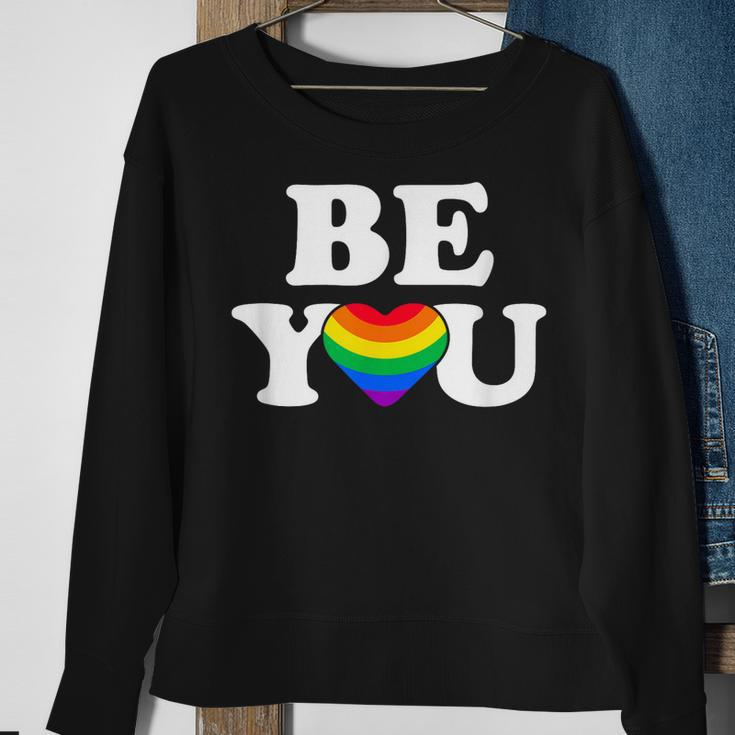 Lgbtq Be You Gay Pride Lgbt Ally Flag Retro Vintage Sweatshirt Gifts for Old Women