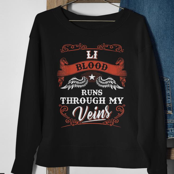 Li Blood Runs Through My Veins Family Christmas Sweatshirt Gifts for Old Women