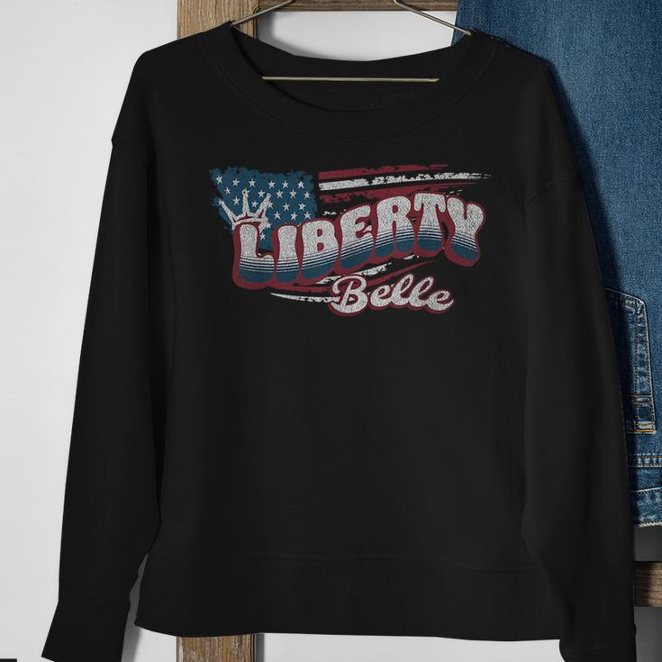 Liberty Belle July 4 American Usa Flag Crown Cute Patriotic Patriotic Funny Gifts Sweatshirt Gifts for Old Women