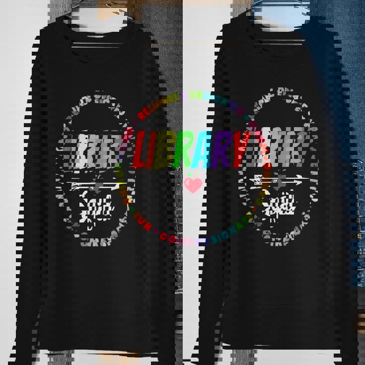 Library Squad Funny School Librarian Life Book Nerd Crew Sweatshirt Gifts for Old Women