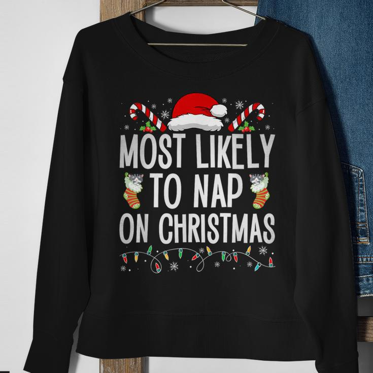 Most Likely To Nap On Christmas Family Christmas Pajamas Sweatshirt Gifts for Old Women