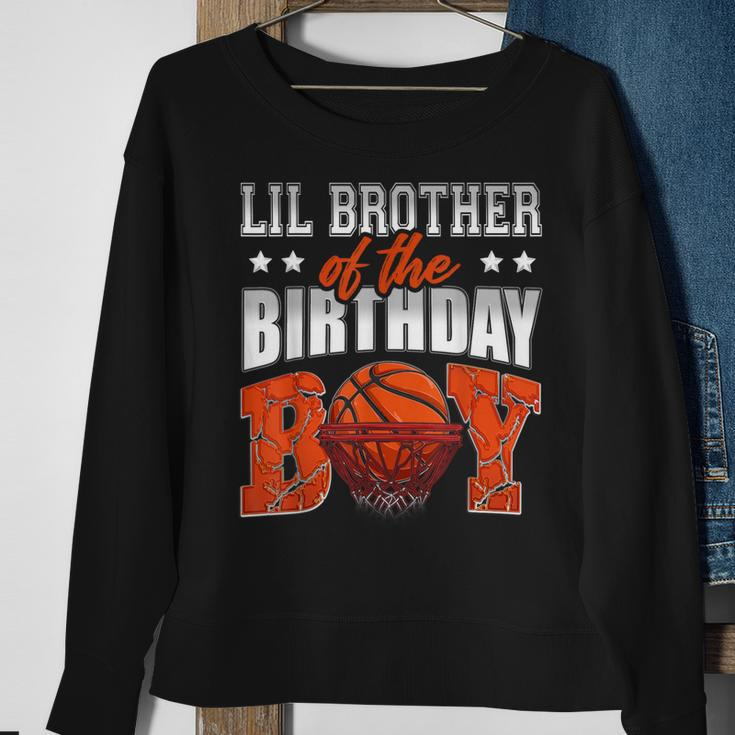 Lil Brother Of The Birthday Boy Basketball Family Baller Sweatshirt Gifts for Old Women