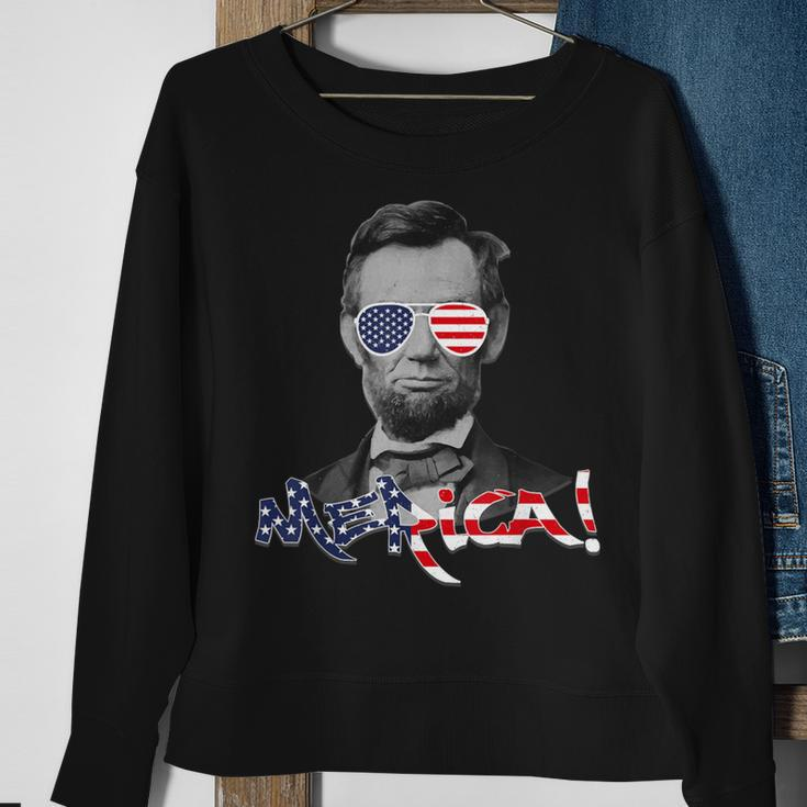 Lincoln Merica 4Th July Or Memorial Day Outift Sweatshirt Gifts for Old Women