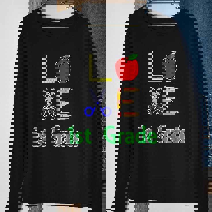 Love 1St Grade Gift Back To Elementary School Funny Sweatshirt Gifts for Old Women