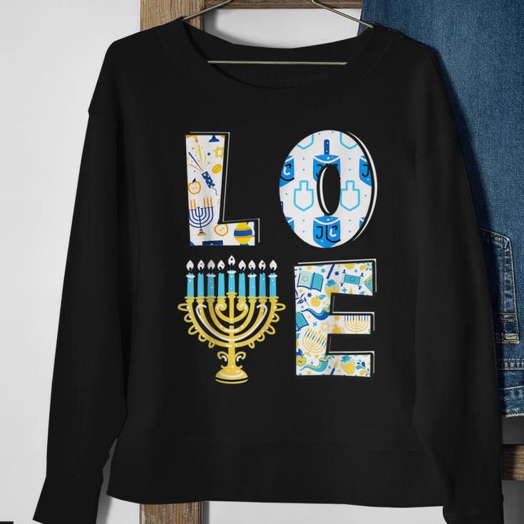 Love Cute Hanukkah Chanukah Menorah Pajama Matching Family Sweatshirt Gifts for Old Women