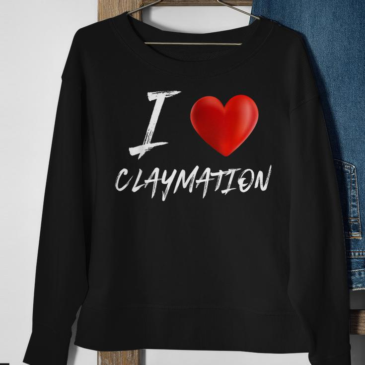 I Love Heart ClaymationSweatshirt Gifts for Old Women