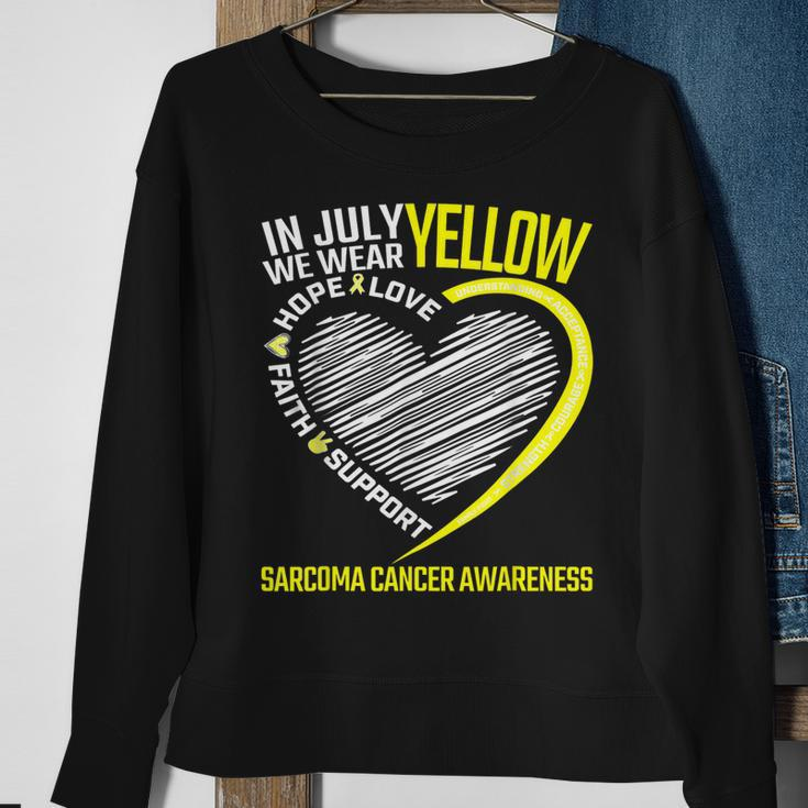 Love Hope Faith July We Wear Yellow Sarcoma Cancer Awareness Sweatshirt Gifts for Old Women