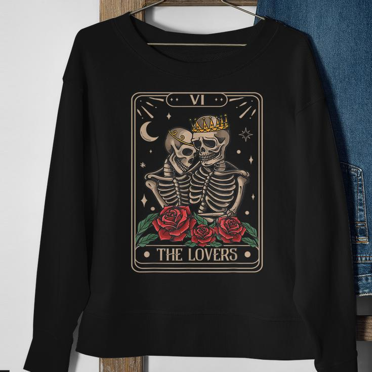 The Lovers Vintage Tarot Card Astrology Skull Horror Occult Astrology Sweatshirt Gifts for Old Women