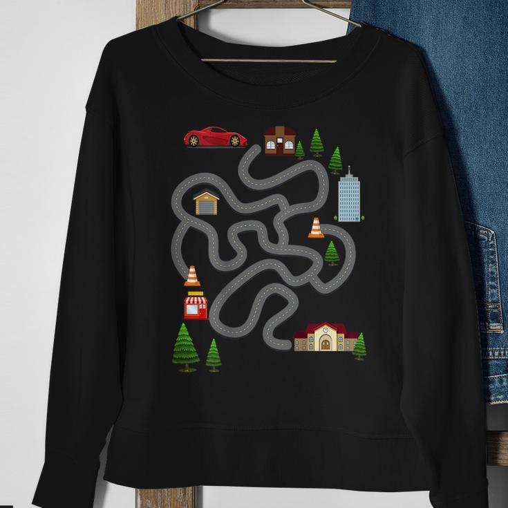 Maze Race Car Track Gifts For Dad Back Rub Play Mat Gift For Mens Sweatshirt Gifts for Old Women