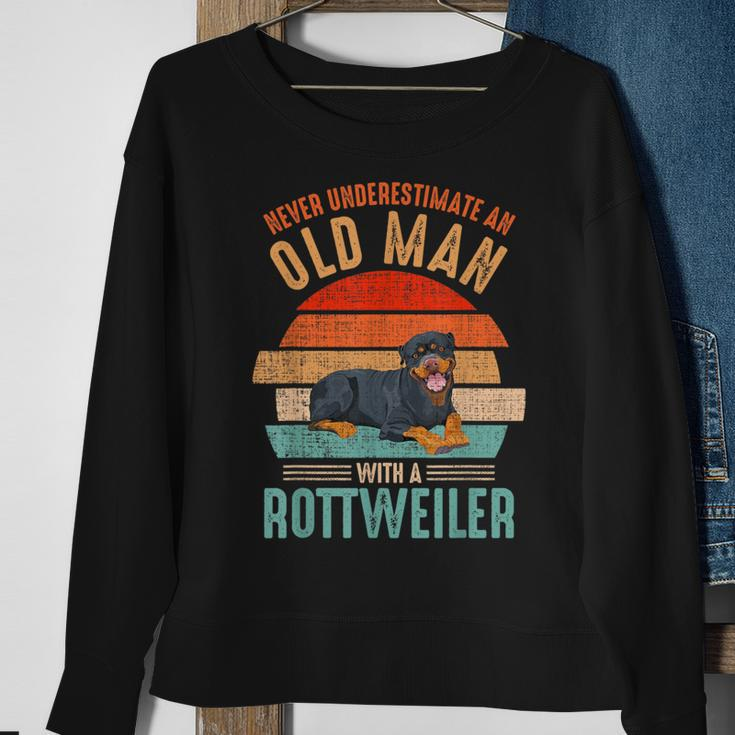 Mb Never Underestimate An Old Man With A Rottweiler Sweatshirt Gifts for Old Women