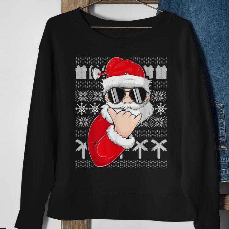 Mele Kalikimaka Ugly Sweater Christmas Santa Shaka Hawaii Sweatshirt Gifts for Old Women