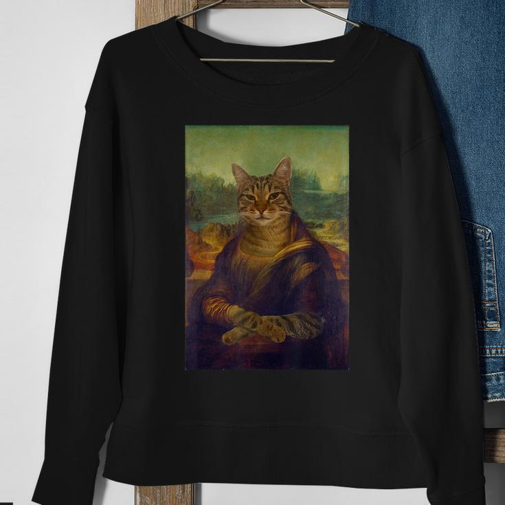 Meowing Lisa Cat Cat Art Cat Lover Cat Owner Sweatshirt Gifts for Old Women