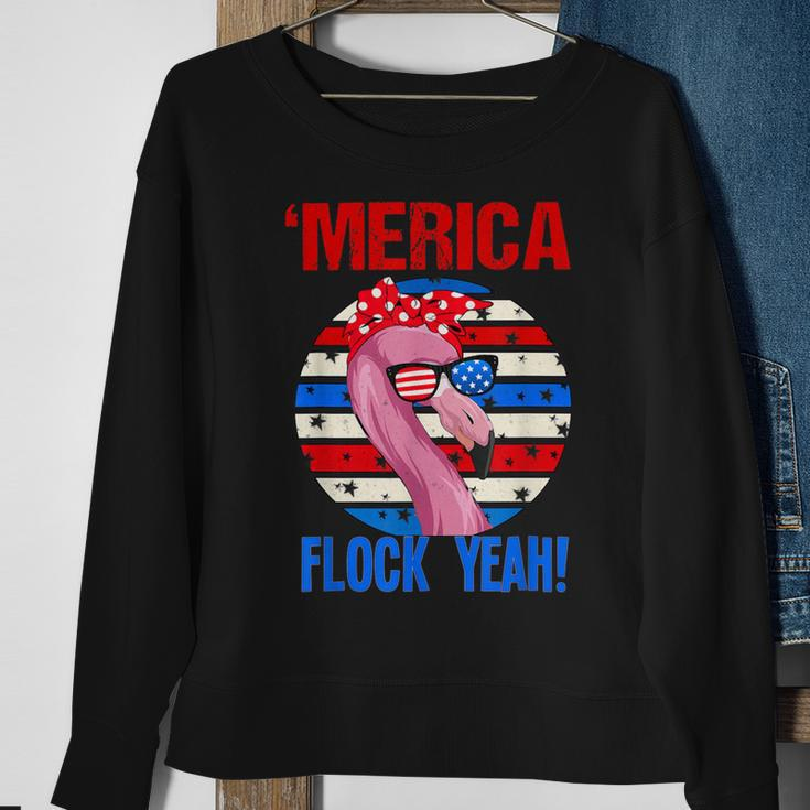 Merica Flock Yeah 4Th July Funny Patriotic Flamingo 1 Sweatshirt Gifts for Old Women