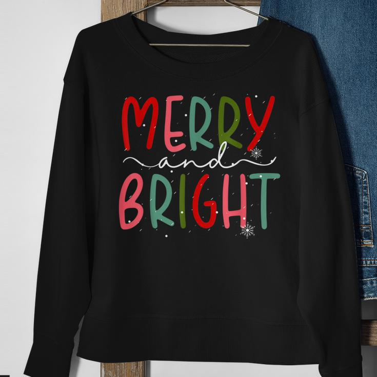 Merry And Bright Christmas Women Girls Kids Toddlers Cute Sweatshirt Gifts for Old Women