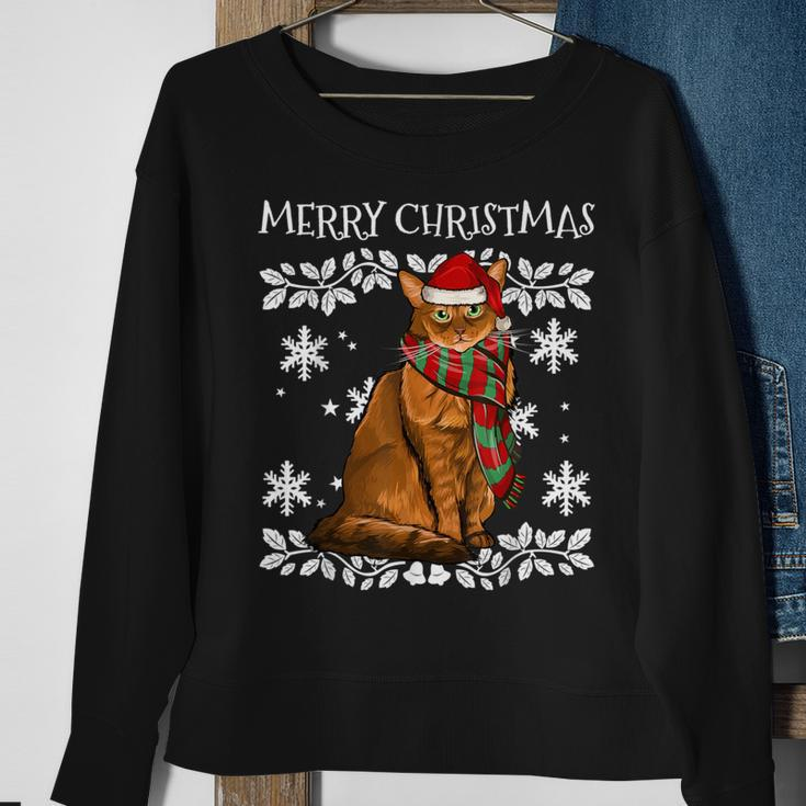 Merry Christmas Ornament Somali Cat Xmas Santa Sweatshirt Gifts for Old Women