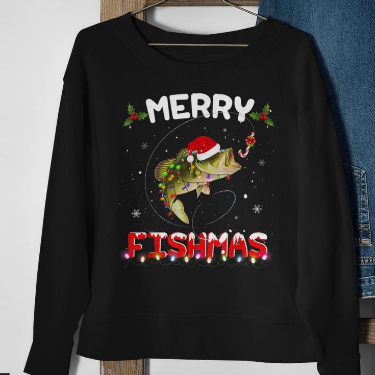 Merry Fishmas Fishing Christmas Pajama Fishers Sweatshirt Gifts for Old Women