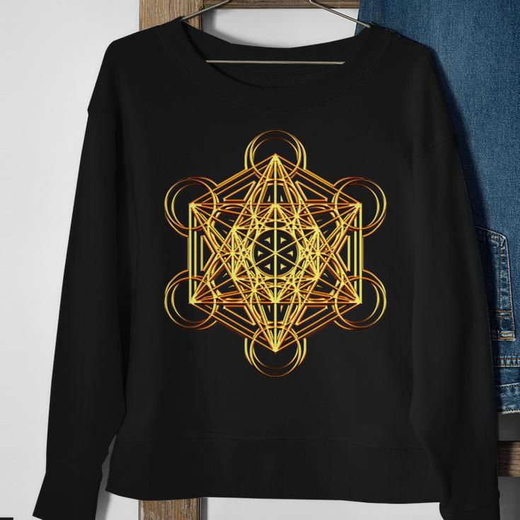 Metatrons Cube Sacred Geometry Psytrance Festival Rave Edm Sweatshirt Gifts for Old Women