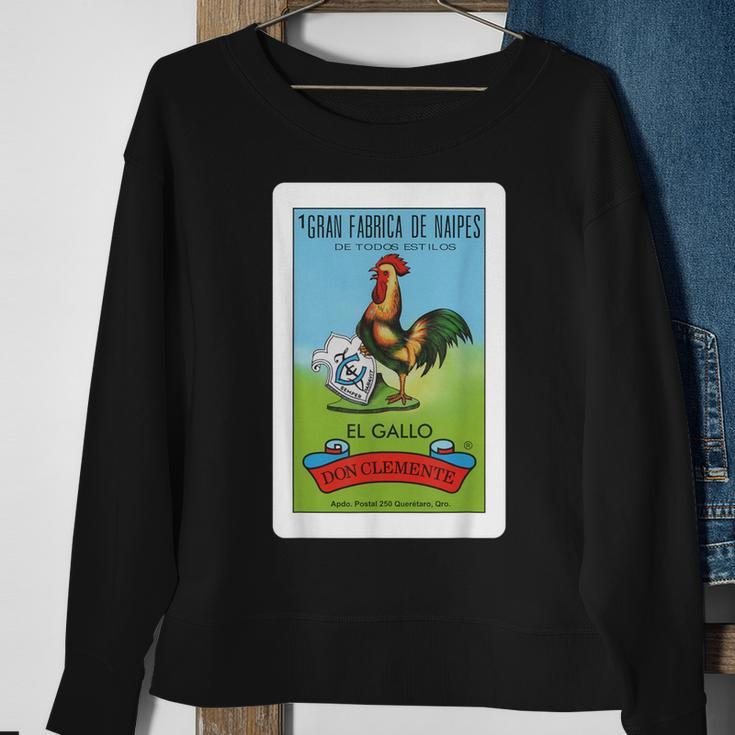 Mexican El Gallo Bingo Card Game Traditional Rooster Sweatshirt Gifts for Old Women