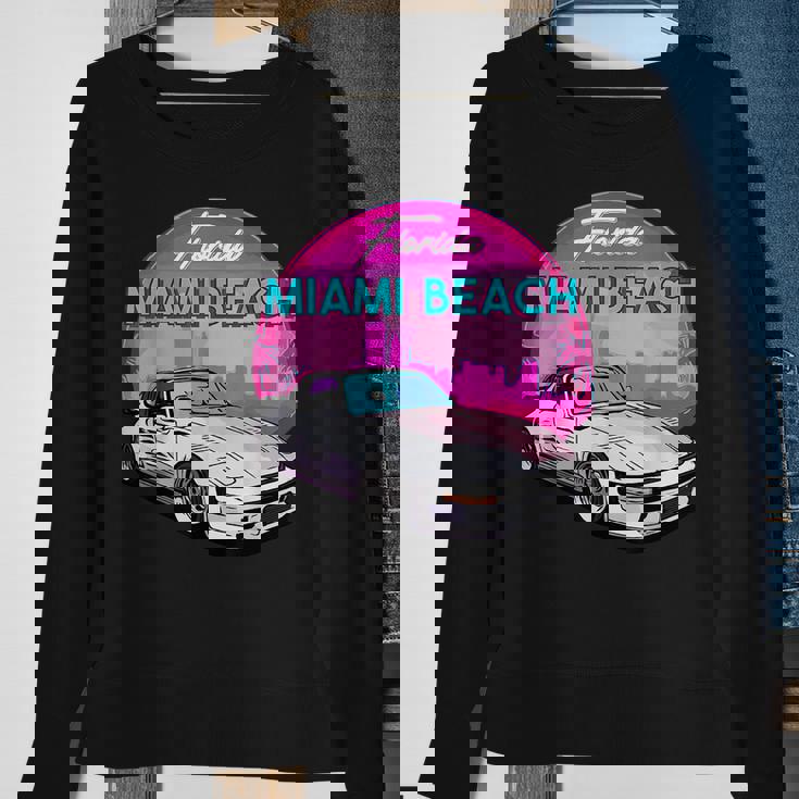 Miami Beach Florida Miami Palm Trees And Vintage Car Florida Gifts & Merchandise Funny Gifts Sweatshirt Gifts for Old Women