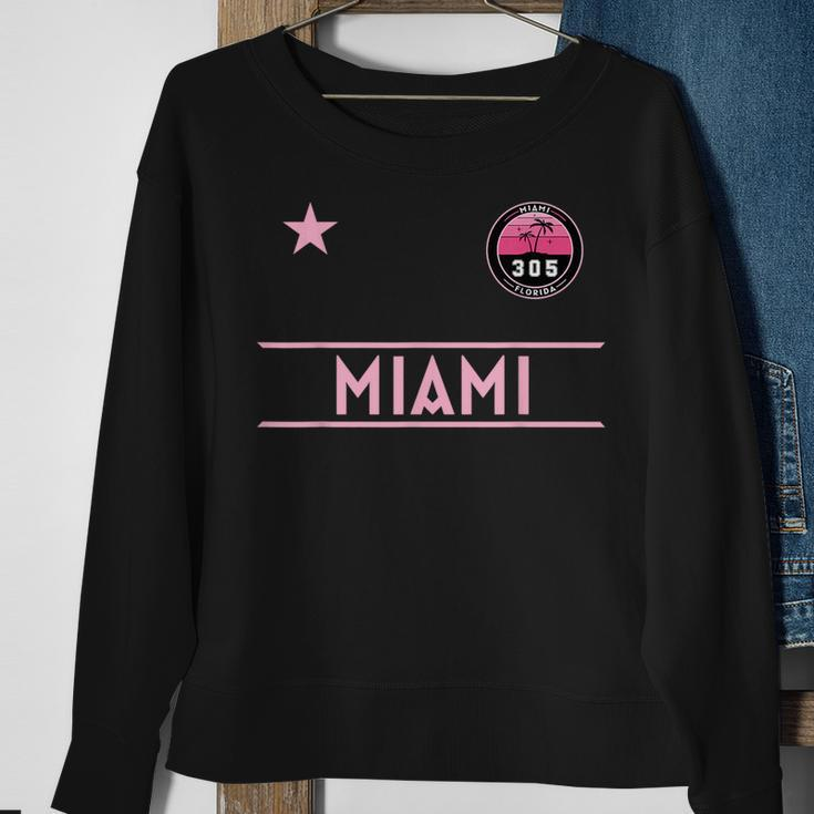 Miami Palm Tree Mini Pink Badge - 305 Area Code Edition Sweatshirt Gifts for Old Women