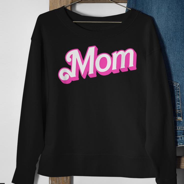 Mom Pink & White Overlapping Font Halloween Costume Sweatshirt Gifts for Old Women