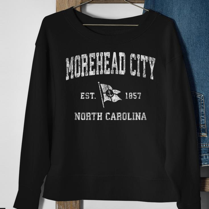 Morehead City North Carolina Nc Vintage Boat Anchor Flag Sweatshirt Gifts for Old Women