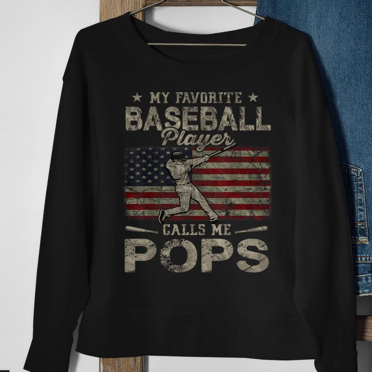 My Favorite Baseball Player Calls Me Pops Fathers Day Sweatshirt Gifts for Old Women