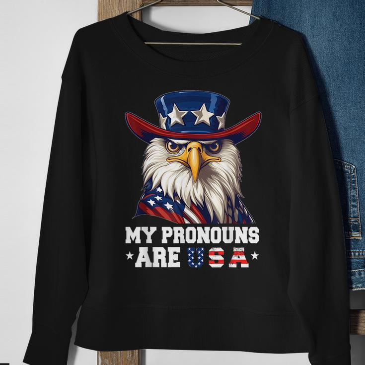 My Pronouns Are Usa Funny Eagle 4Th Of July American Gift For Mens Sweatshirt Gifts for Old Women