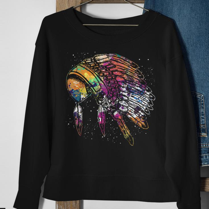Native American Heritage Colorful Headdress Native American Sweatshirt Gifts for Old Women