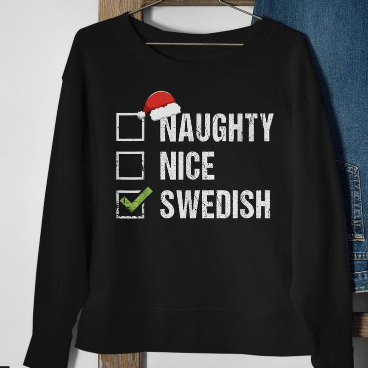 Naughty Nice Swedish Santa Hat Christmas Sweatshirt Gifts for Old Women