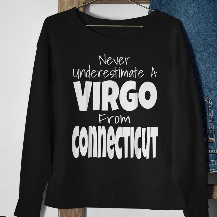 Never Underestimate A Virgo From Connecticut Zodiac Sign Sweatshirt Gifts for Old Women
