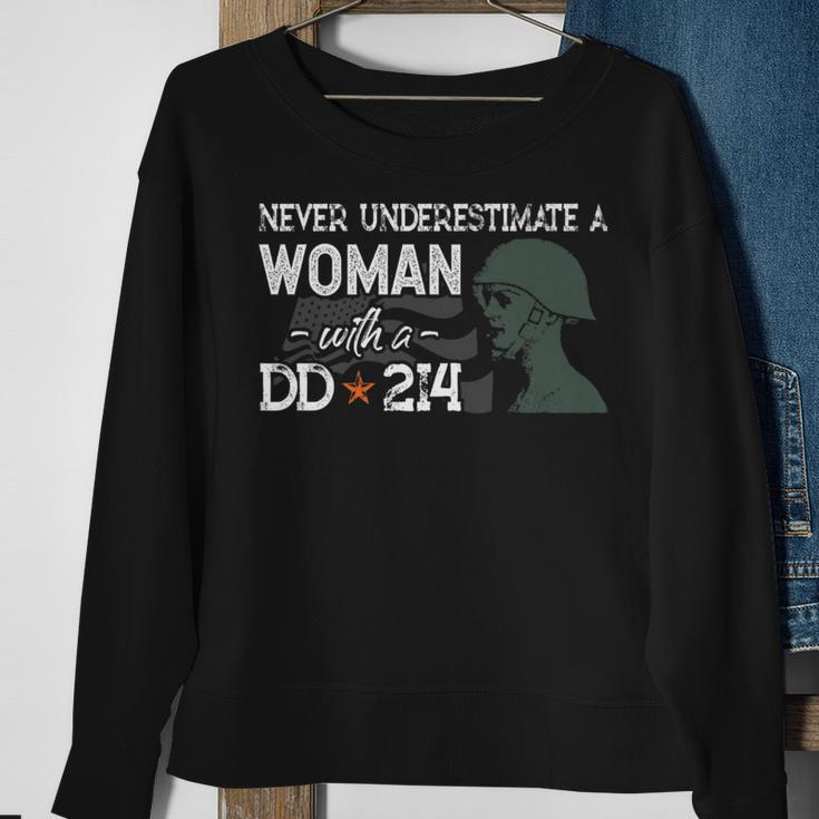 Never Underestimate A Woman With A Dd214 Veterans Day Gift Sweatshirt Gifts for Old Women