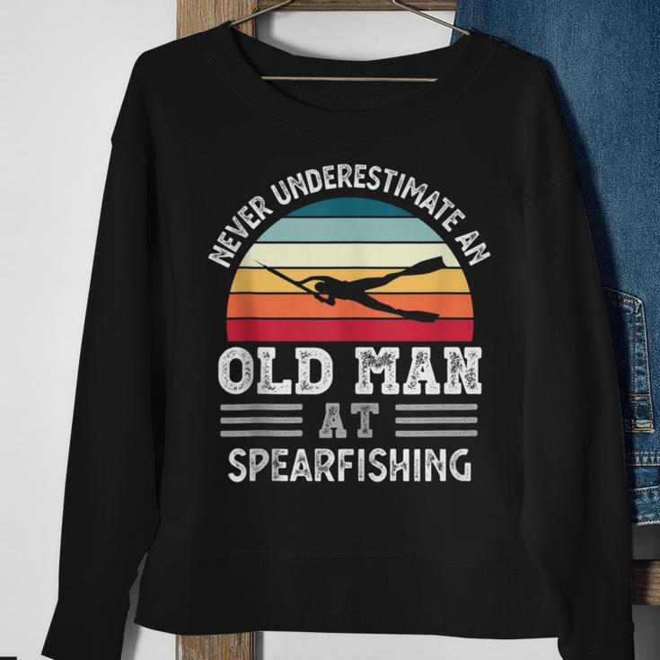 Never Underestimate An Old Man At Spearfishing Fathers Day Gift For Mens Sweatshirt Gifts for Old Women