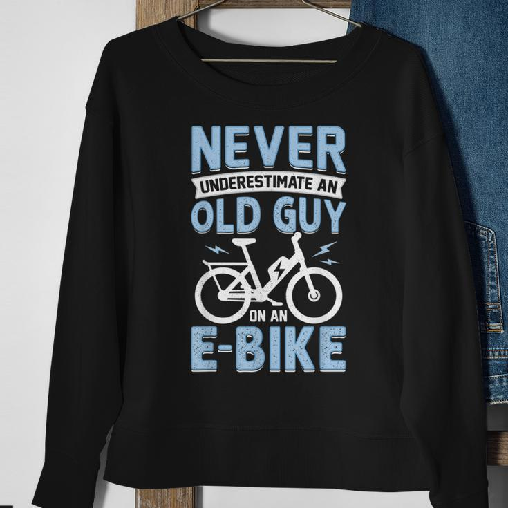 Never Underestimate An Old Man On An Ebike Electric Biking Sweatshirt Gifts for Old Women