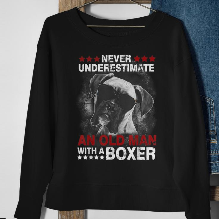Never Underestimate An Old Man With A Boxer Sweatshirt Gifts for Old Women