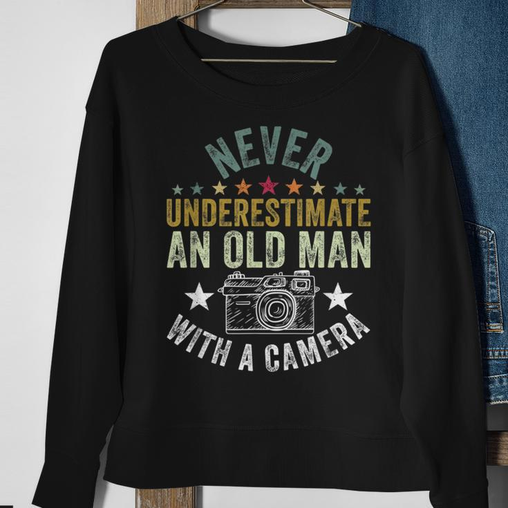 Never Underestimate An Old Man With A Camera Lover Cameraman Old Man Funny Gifts Sweatshirt Gifts for Old Women