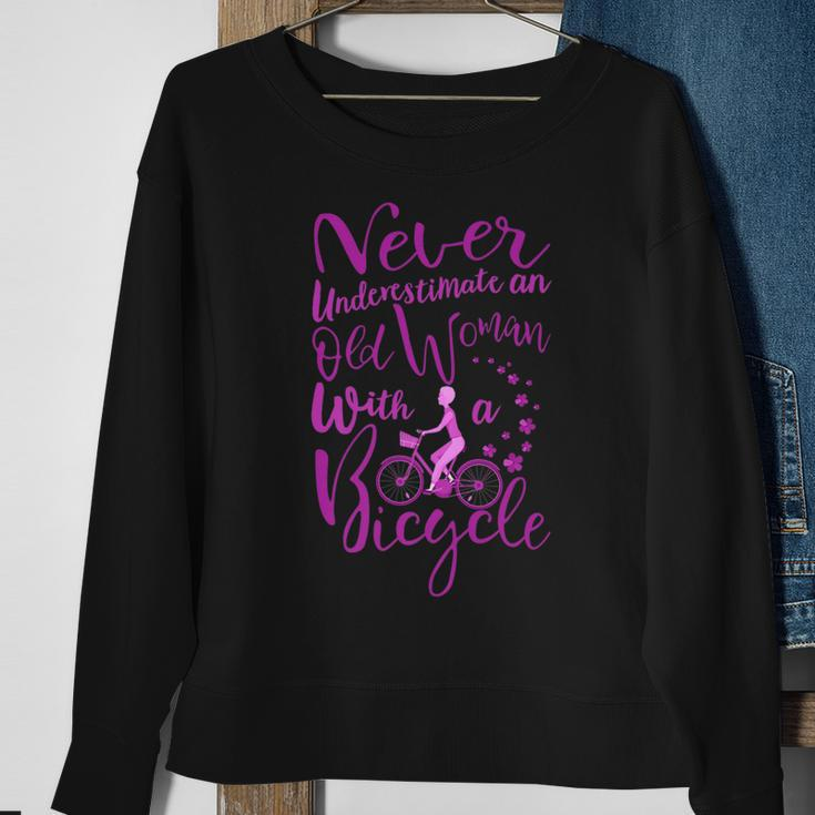 Never Underestimate An Old Woman With A Bicycle Funny Quote Sweatshirt Gifts for Old Women