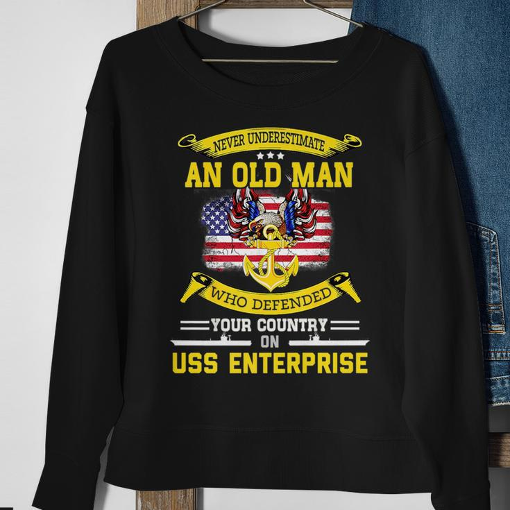 Never Underestimate Uss Enterprise Cvn65 Aircraft Carrier Sweatshirt Gifts for Old Women