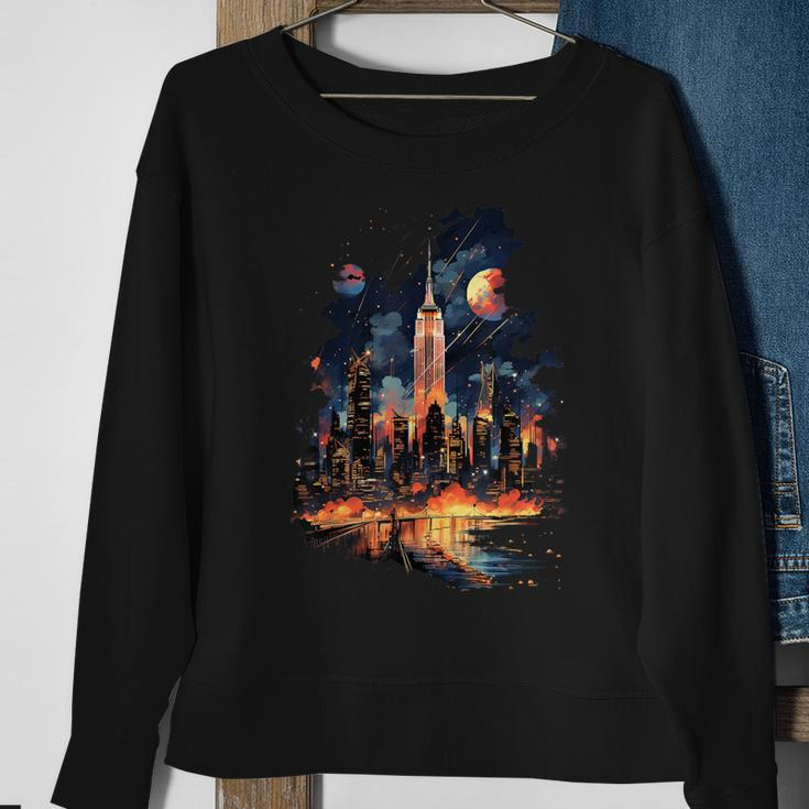 New York City Downtown Skyline Statue Of Liberty Nyc Sweatshirt Gifts for Old Women