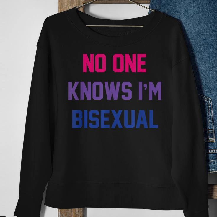No One Knows Im Bisexual Bi Lgbt Pride Lgbtq Bi Funny Sweatshirt Gifts for Old Women