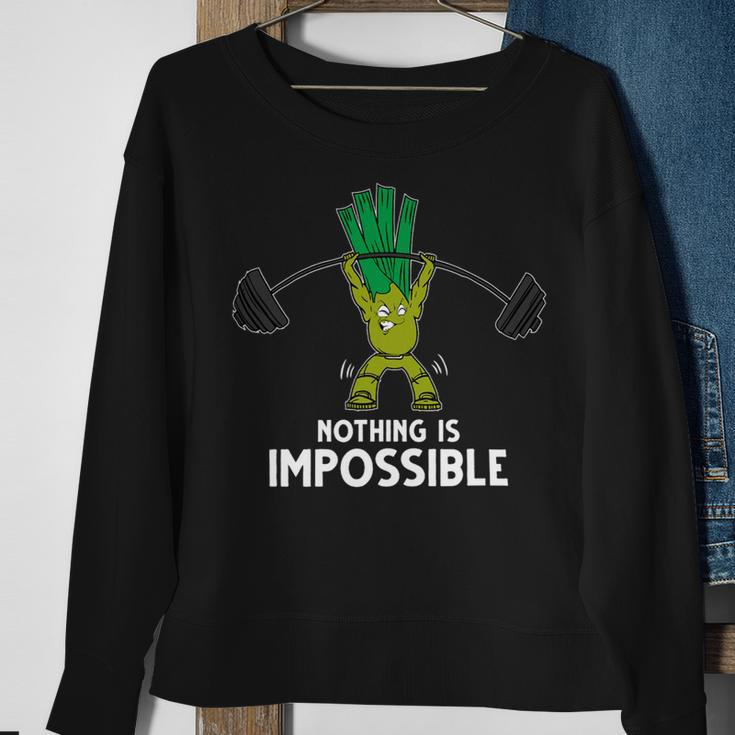Nothing Is Impossible Leek Fitness Training Gym Vegan Sweatshirt Gifts for Old Women