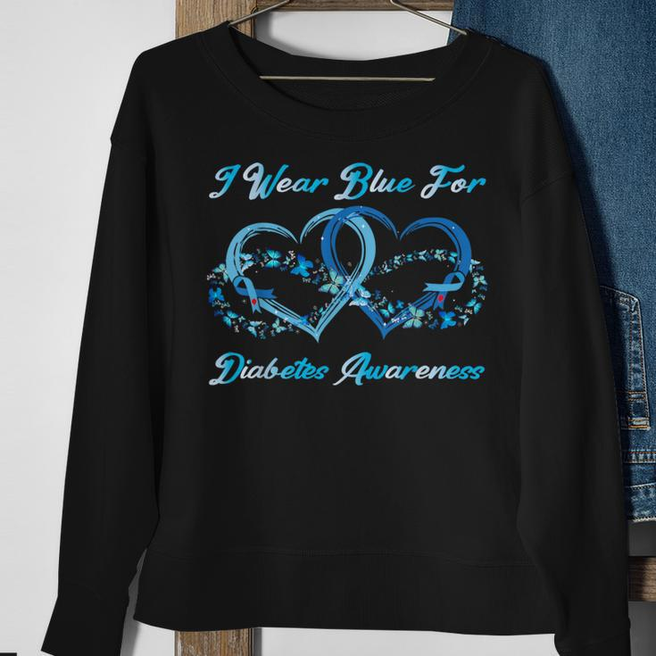 In November We Wear Blue Butterflies Diabetes Awareness Sweatshirt Gifts for Old Women