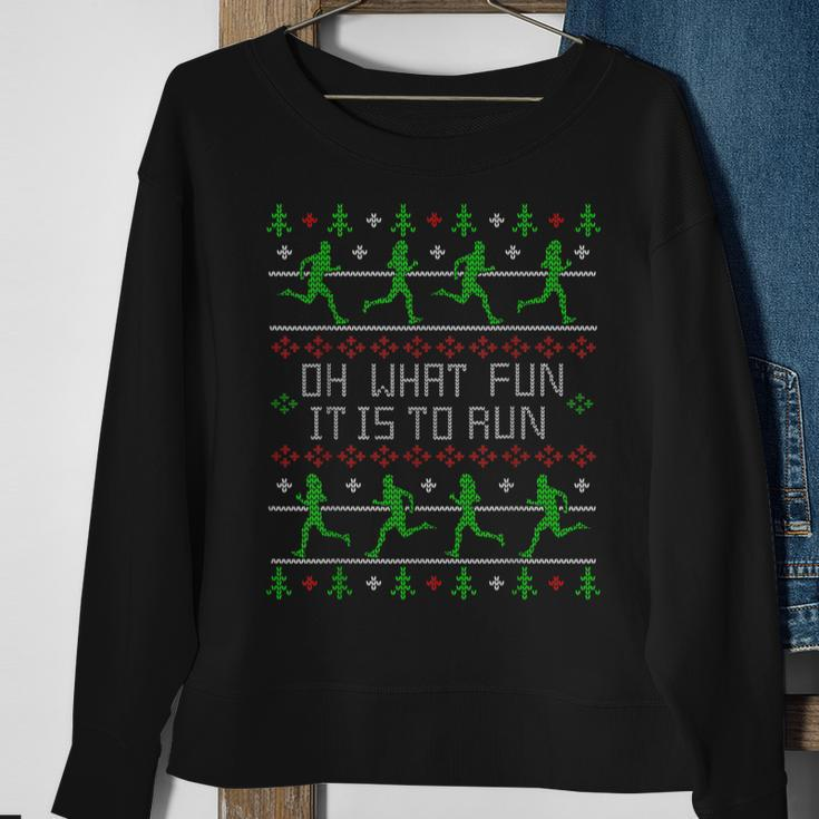 Oh What Fun It Is To Run Ugly Christmas Sweater Party Sweatshirt Gifts for Old Women