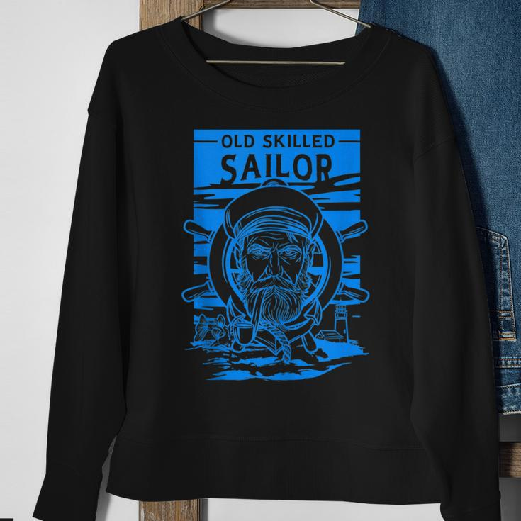 Old Skilled Sailor - Captain Illustration - Anchor Wheel Sweatshirt Gifts for Old Women